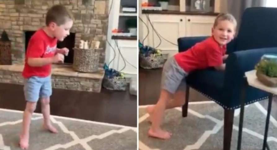 Heartwarming video of kid with cerebellar atrophy taking first steps