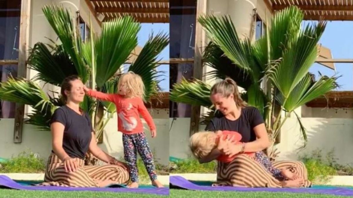 Cute girl interrupts mom meditation viral vide