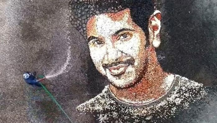 Dulquer Salman portrait by Da Vinci Suresh