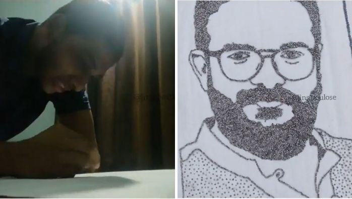 Jayasurya fan makes portrait of actor using nails