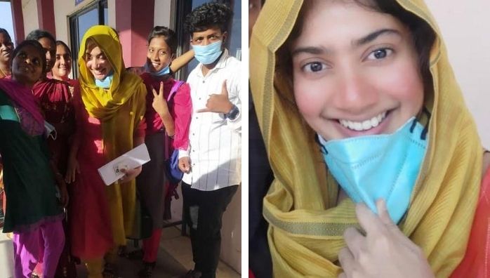 Sai Pallavi photos with college students