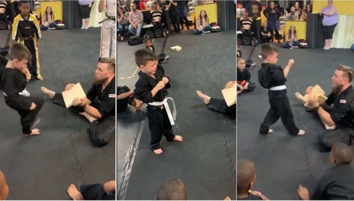 Teary-Eyed Boy Refuses To Give Up Until He Breaks Karate Board