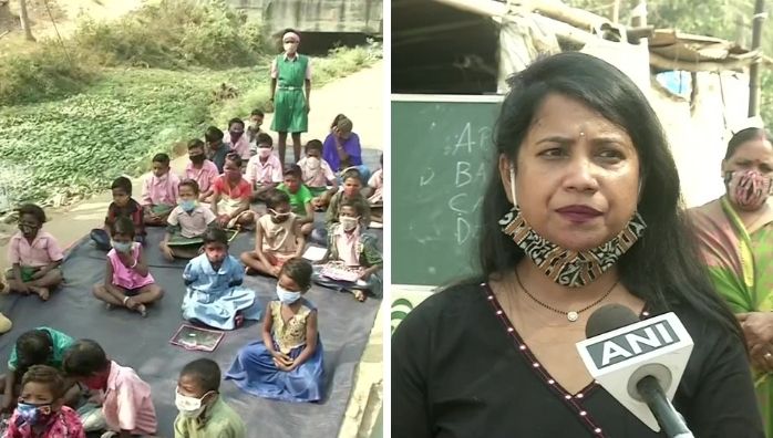 Woman teaches tribal children for free