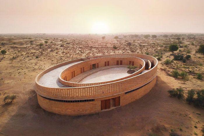 This School Made of Sandstone in the Middle of The Thar Desert Needs no ACs