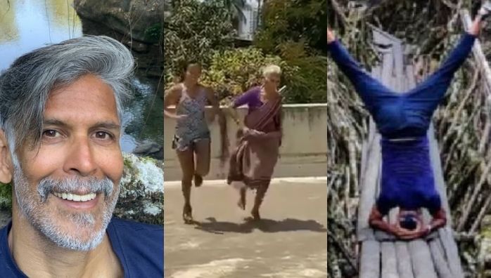 milind soman and family workout