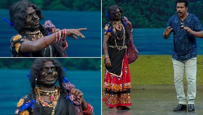 Thankachan Vithura as Basanthi in Flowers Star Magic