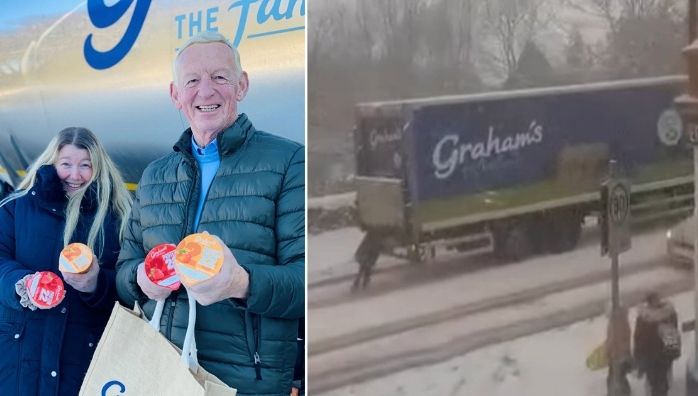 Superwoman who pushed dairy truck up snowy hill given year’s supply of milk