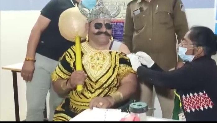 Indore cop dresses up as Yamraj to get vaccinated for Covid-19