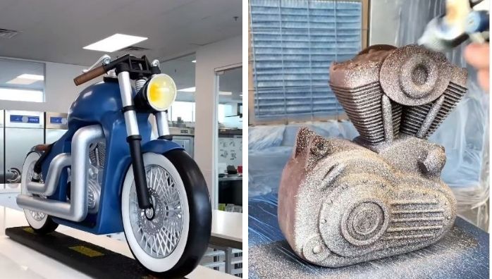 Chef creates chocolate motorcycle viral video