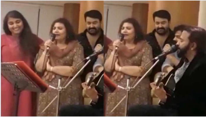 mohanlal and family singing beatles song