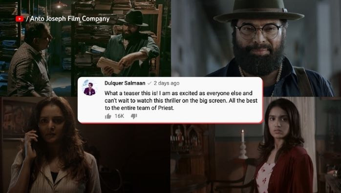 YouTube India shares Dulquer Salmaan's comment on The Priest movie