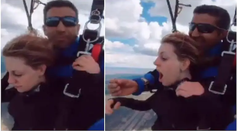 Man proposes to girlfriend while skydiving