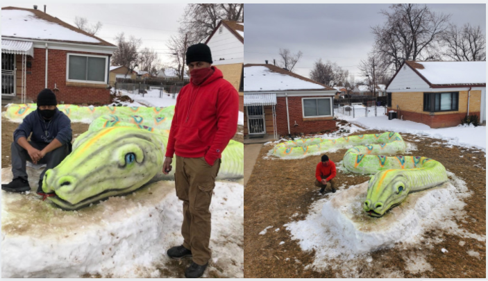 snake snow sculpture goes viral