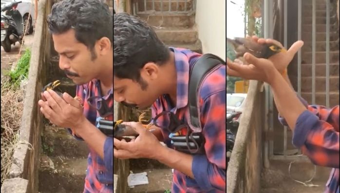 Young man rescue a bird video goes viral in social media
