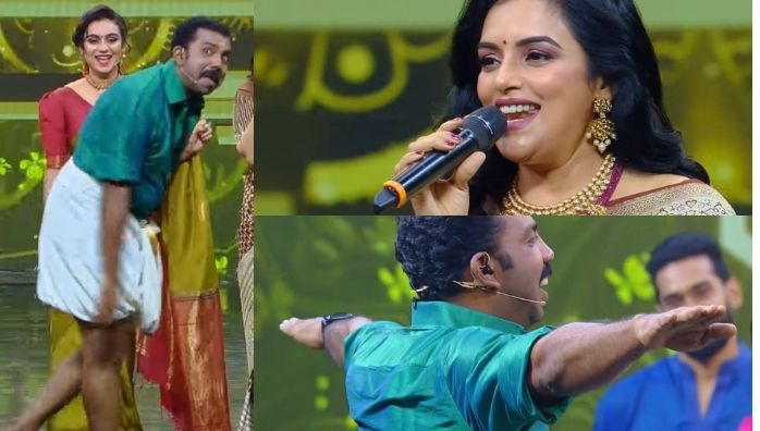 Asees Nedumangad dancing to Swetha Menon's song in Flowers Star Magic