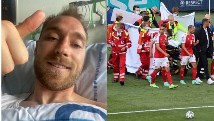 Christian Eriksen selfie from hospital
