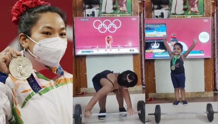 Mirabai Chanu's cute fan imitating her idol after Olympics win