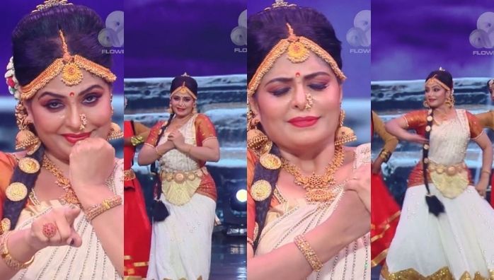Actress Asha Sharath dance performance in Flowers Top Singer