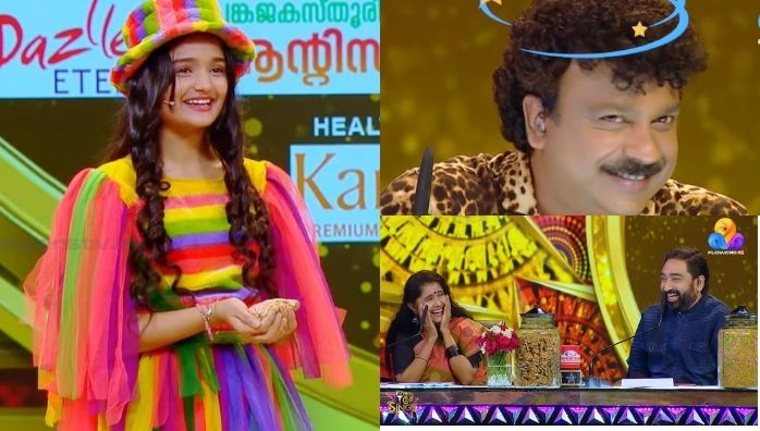 Cute moments of Meenakshi and M Jayachandran on Flowers Top Singer
