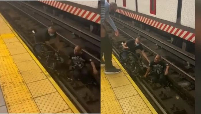 Wheelchair-bound man falls on train tracks